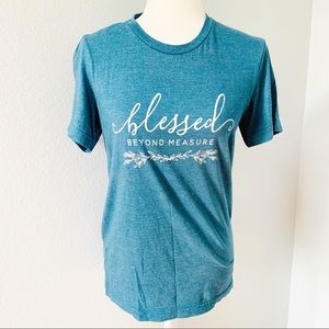 Blessed Beyond Measure Blue Short Sleeve Tee Sz Sm